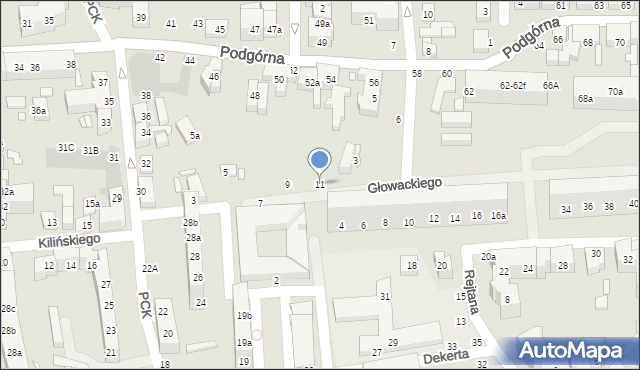 Toruń, Głowackiego Bartosza, 11, mapa Torunia