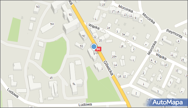 Toszek, Gliwicka, 3, mapa Toszek