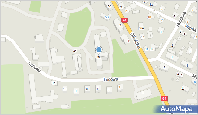 Toszek, Gliwicka, 5Ł, mapa Toszek