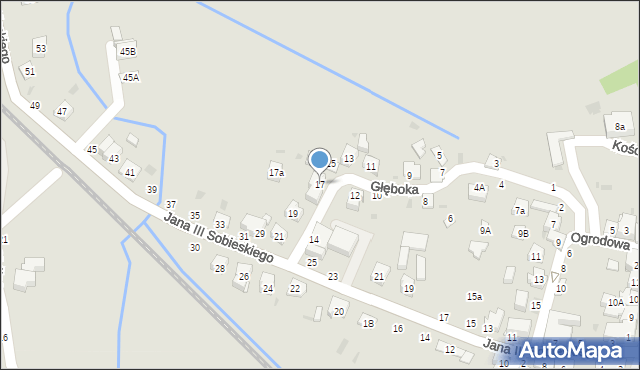 Tuchów, Głęboka, 17, mapa Tuchów