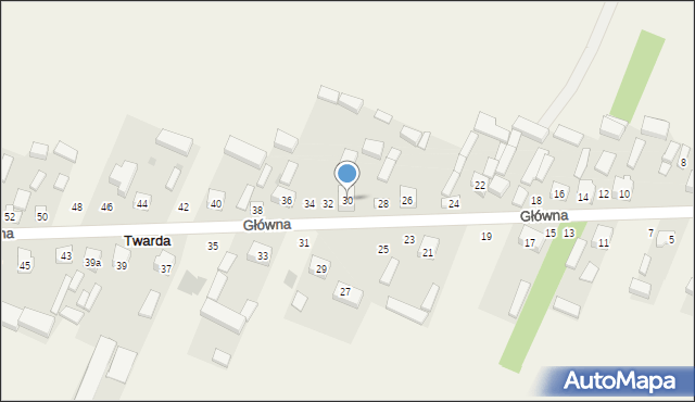 Twarda, Główna, 30, mapa Twarda