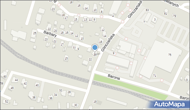 Tychy, Glinczańska, 20, mapa Tychów