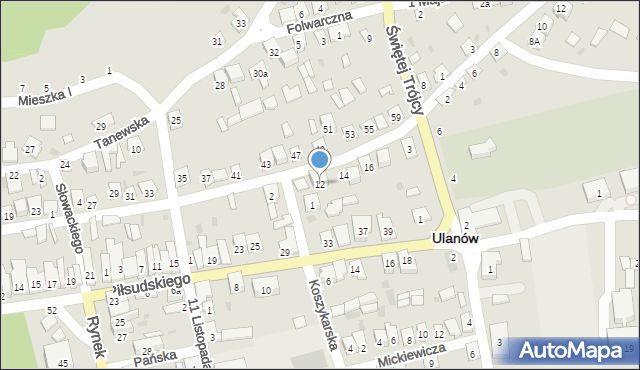 Ulanów, Głowackiego Bartosza, 12, mapa Ulanów