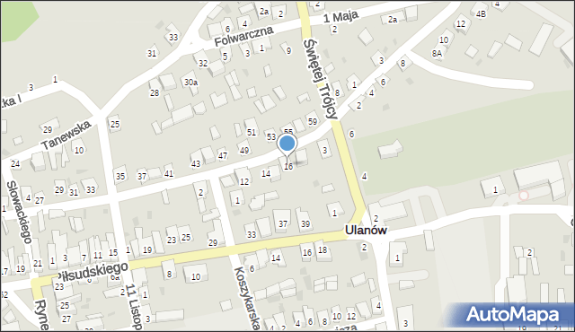 Ulanów, Głowackiego Bartosza, 16, mapa Ulanów