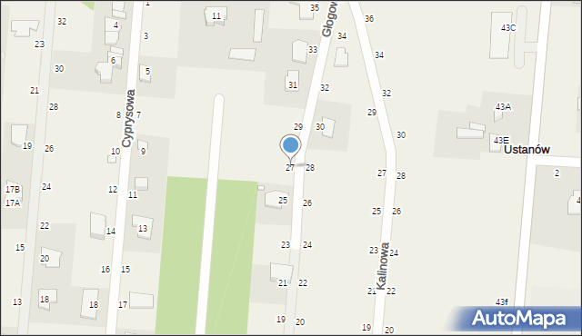 Ustanów, Głogowa, 27, mapa Ustanów