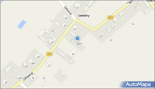 Uwieliny, Główna, 17a, mapa Uwieliny