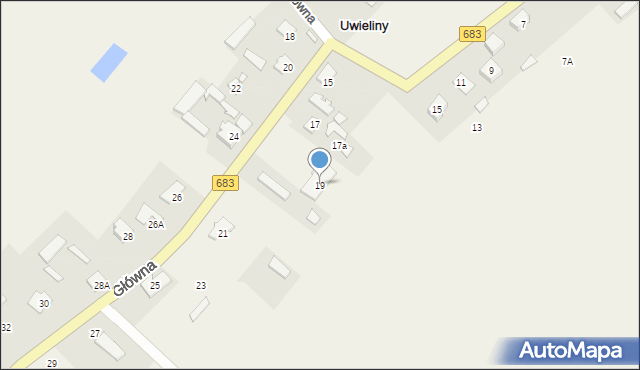 Uwieliny, Główna, 19, mapa Uwieliny