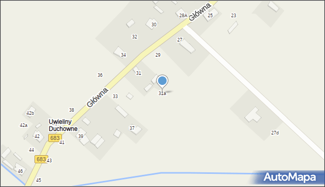 Uwieliny, Główna, 31a, mapa Uwieliny
