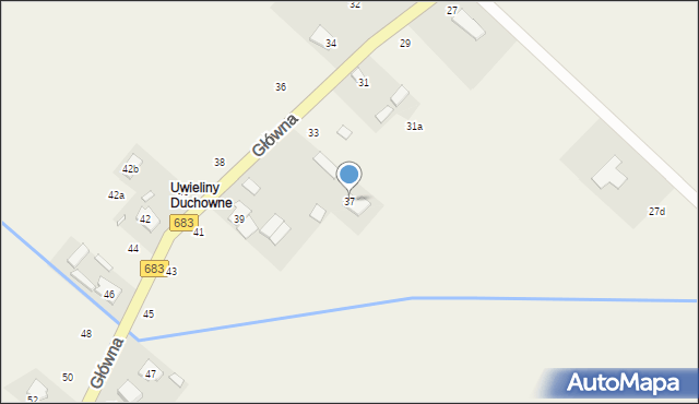 Uwieliny, Główna, 37, mapa Uwieliny