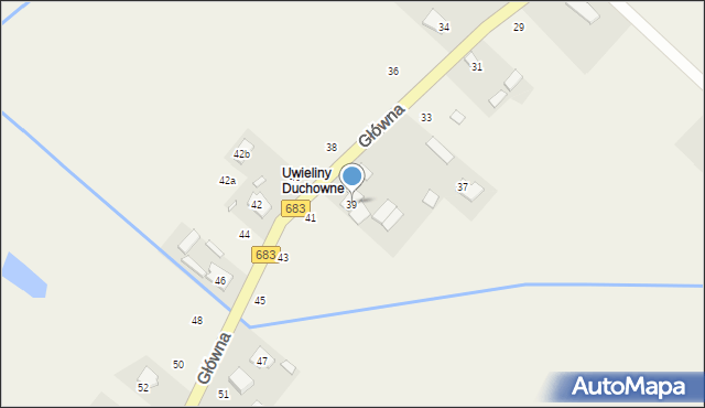 Uwieliny, Główna, 39, mapa Uwieliny