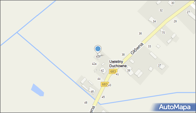 Uwieliny, Główna, 42b, mapa Uwieliny