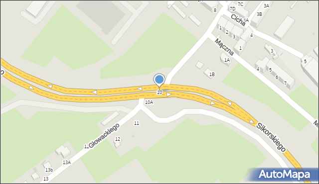 Wałbrzych, Głowackiego Bartosza, 10, mapa Wałbrzycha