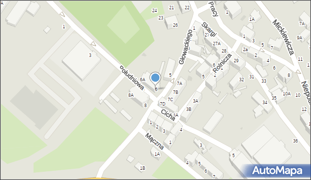 Wałbrzych, Głowackiego Bartosza, 6, mapa Wałbrzycha