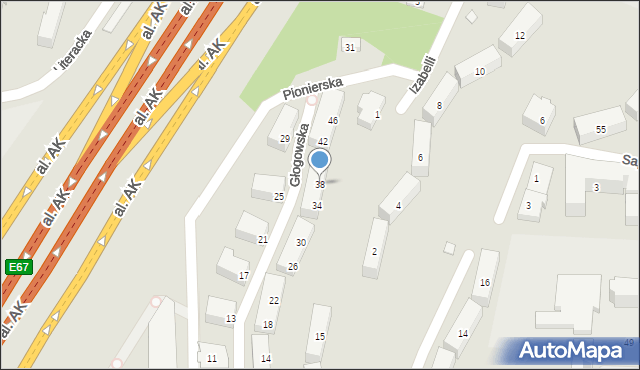 Warszawa, Głogowska, 38, mapa Warszawy