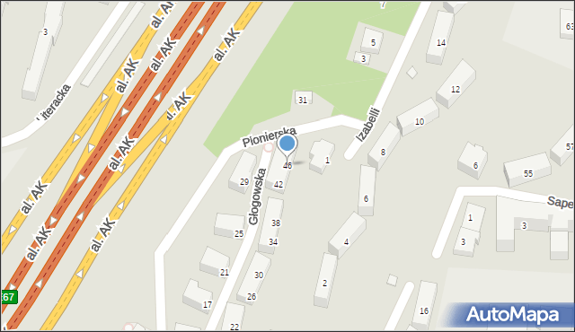 Warszawa, Głogowska, 46, mapa Warszawy