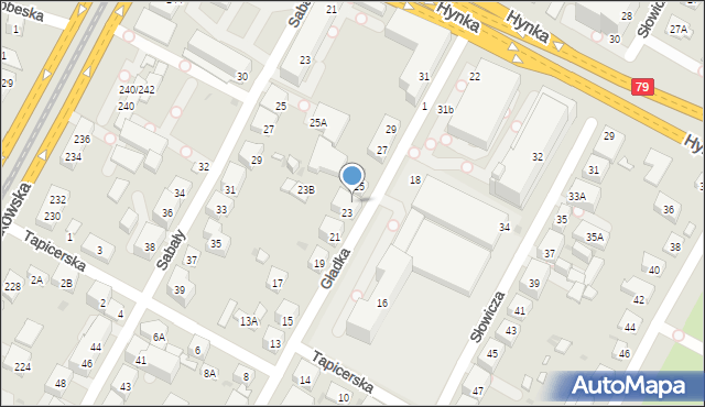 Warszawa, Gładka, 23A, mapa Warszawy