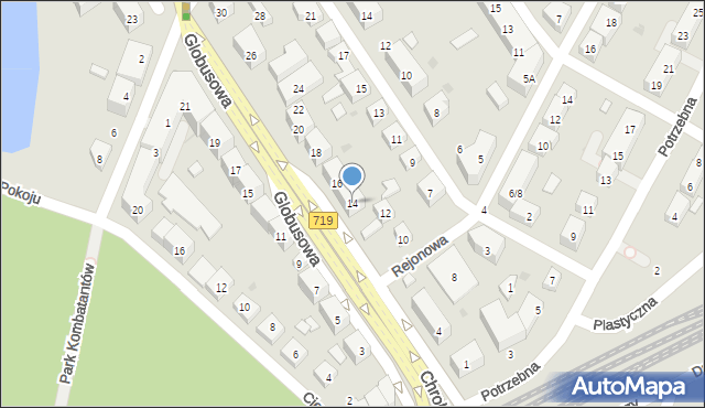Warszawa, Globusowa, 14, mapa Warszawy