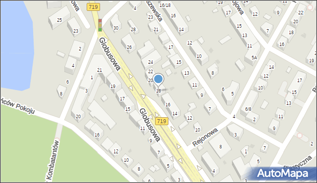 Warszawa, Globusowa, 18, mapa Warszawy