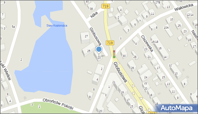 Warszawa, Globusowa, 23, mapa Warszawy