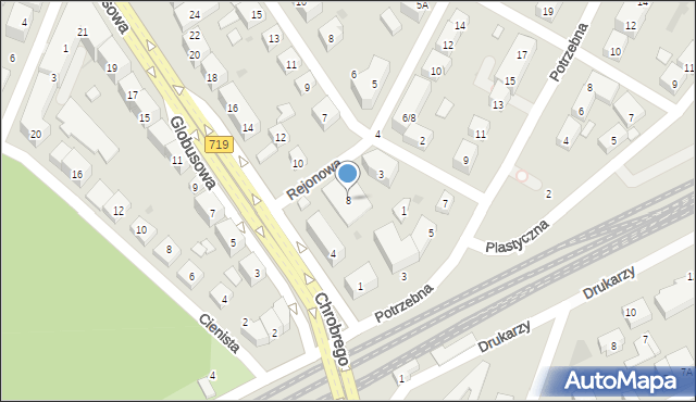 Warszawa, Globusowa, 8, mapa Warszawy