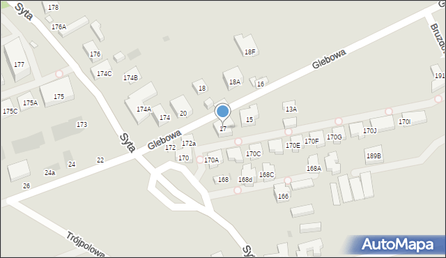 Warszawa, Glebowa, 17, mapa Warszawy