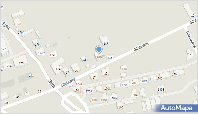 Warszawa, Glebowa, 18A, mapa Warszawy