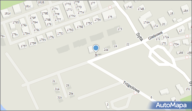 Warszawa, Glebowa, 26, mapa Warszawy