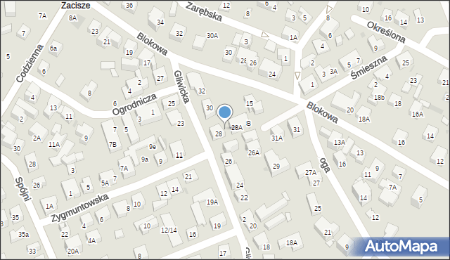 Warszawa, Gliwicka, 28c, mapa Warszawy