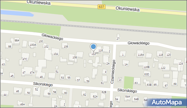 Warszawa, Głowackiego Bartosza, 112, mapa Warszawy