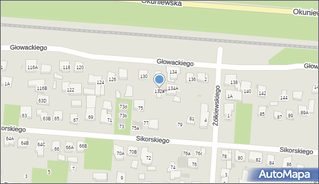 Warszawa, Głowackiego Bartosza, 132a, mapa Warszawy