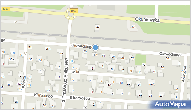 Warszawa, Głowackiego Bartosza, 62, mapa Warszawy