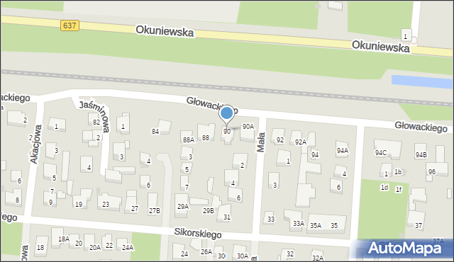 Warszawa, Głowackiego Bartosza, 90, mapa Warszawy