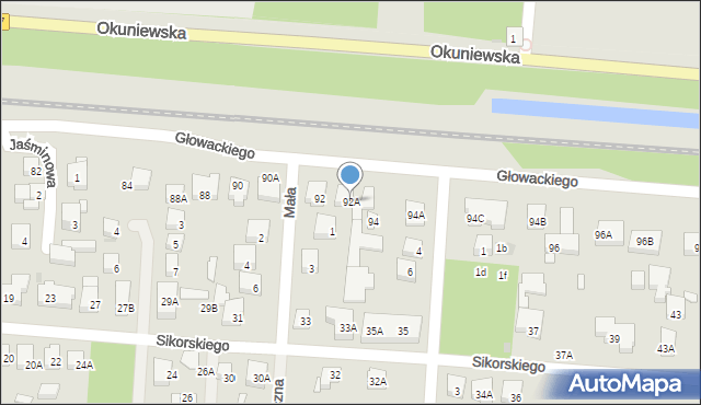 Warszawa, Głowackiego Bartosza, 92A, mapa Warszawy
