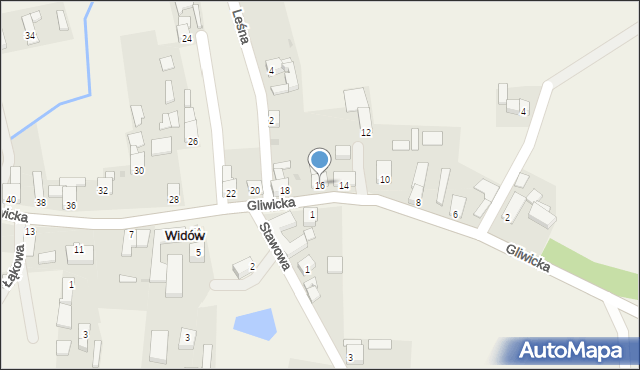 Widów, Gliwicka, 16, mapa Widów