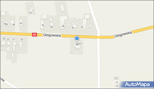 Większyce, Głogowska, 19a, mapa Większyce