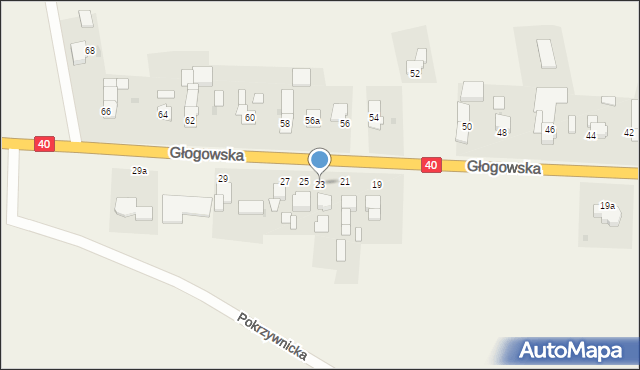 Większyce, Głogowska, 23, mapa Większyce