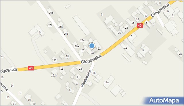 Większyce, Głogowska, 24, mapa Większyce