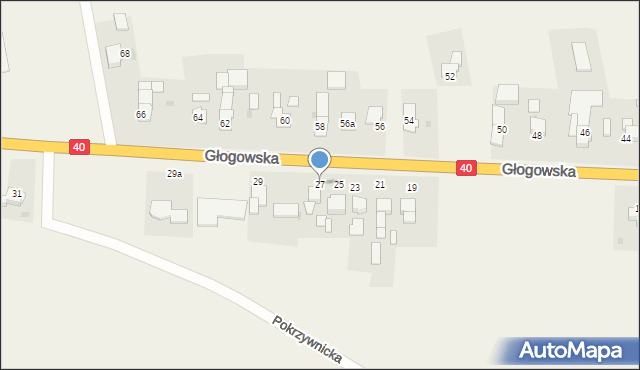 Większyce, Głogowska, 27, mapa Większyce