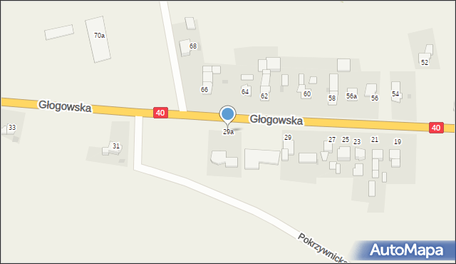 Większyce, Głogowska, 29a, mapa Większyce