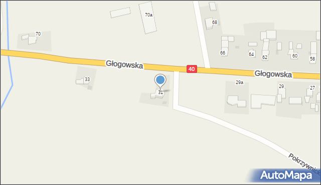 Większyce, Głogowska, 31, mapa Większyce