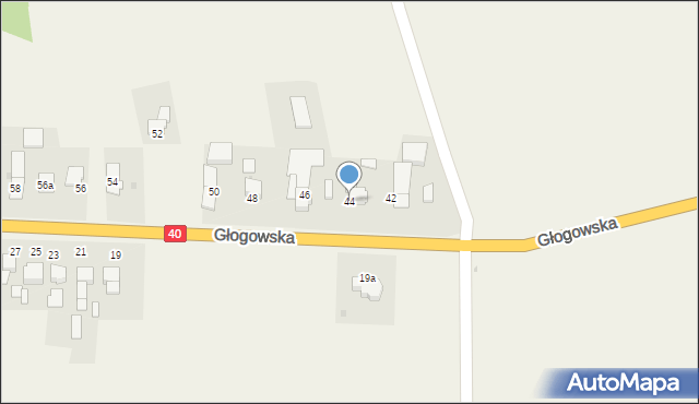 Większyce, Głogowska, 44, mapa Większyce
