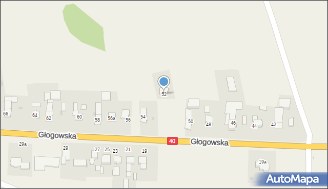 Większyce, Głogowska, 52, mapa Większyce