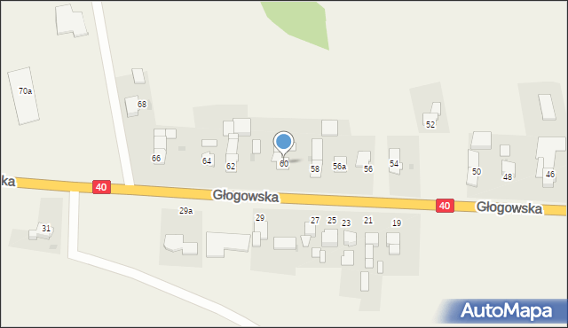 Większyce, Głogowska, 60, mapa Większyce