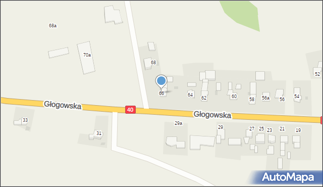 Większyce, Głogowska, 66, mapa Większyce