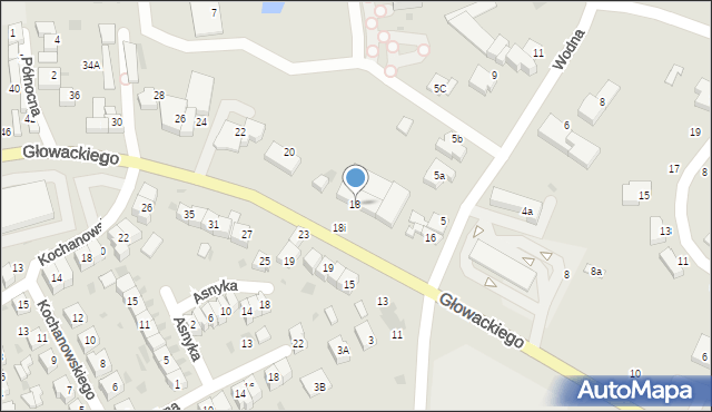 Wieluń, Głowackiego Bartosza, 18, mapa Wieluń