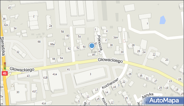 Wieluń, Głowackiego Bartosza, 48, mapa Wieluń