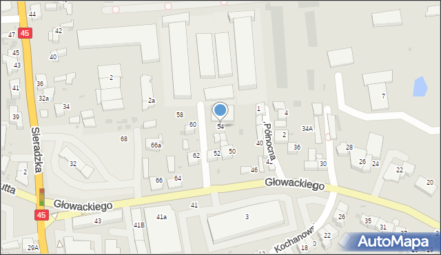 Wieluń, Głowackiego Bartosza, 54, mapa Wieluń
