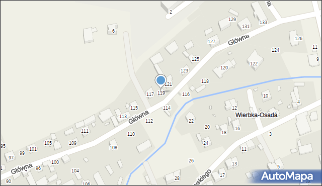 Wierbka, Główna, 119, mapa Wierbka