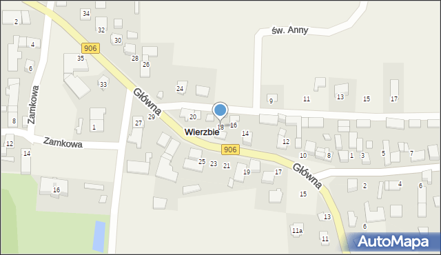 Wierzbie, Główna, 18, mapa Wierzbie