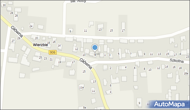 Wierzbie, Główna, 8, mapa Wierzbie